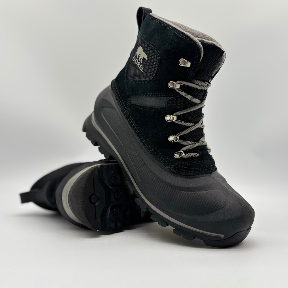 Sorel Buxton Lace Mens 9 Black Quarry Waterproof Winter Snow Boots NM2737-010
